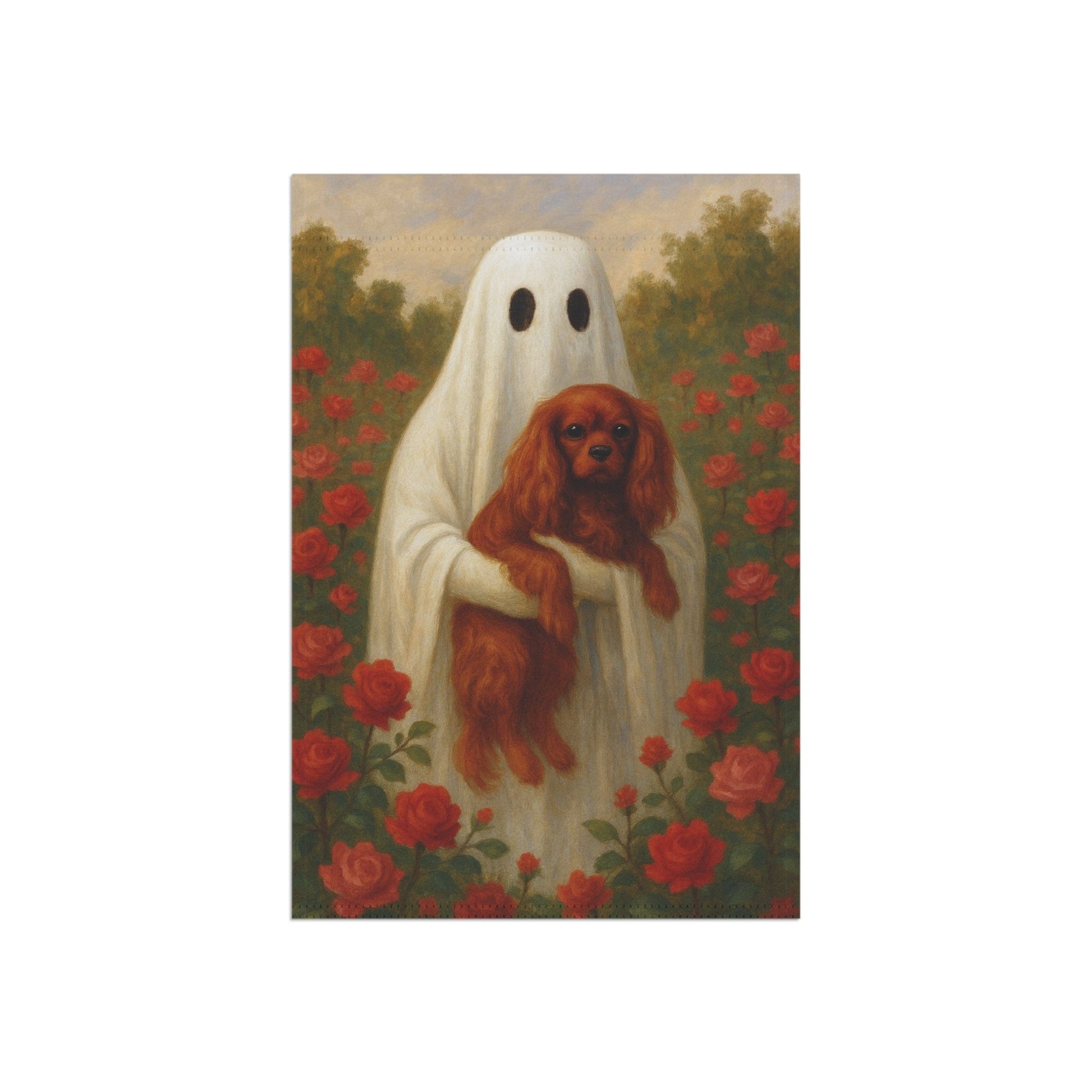 Ruby Cavalier Ghostie Garden Flag