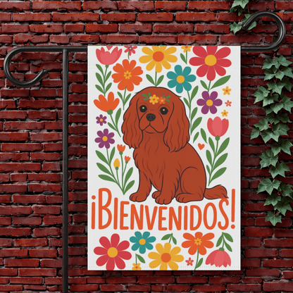 Printify Garden Flag 12'' × 18'' Ruby Cavalier King Charles Bienvenidos Garden Flag