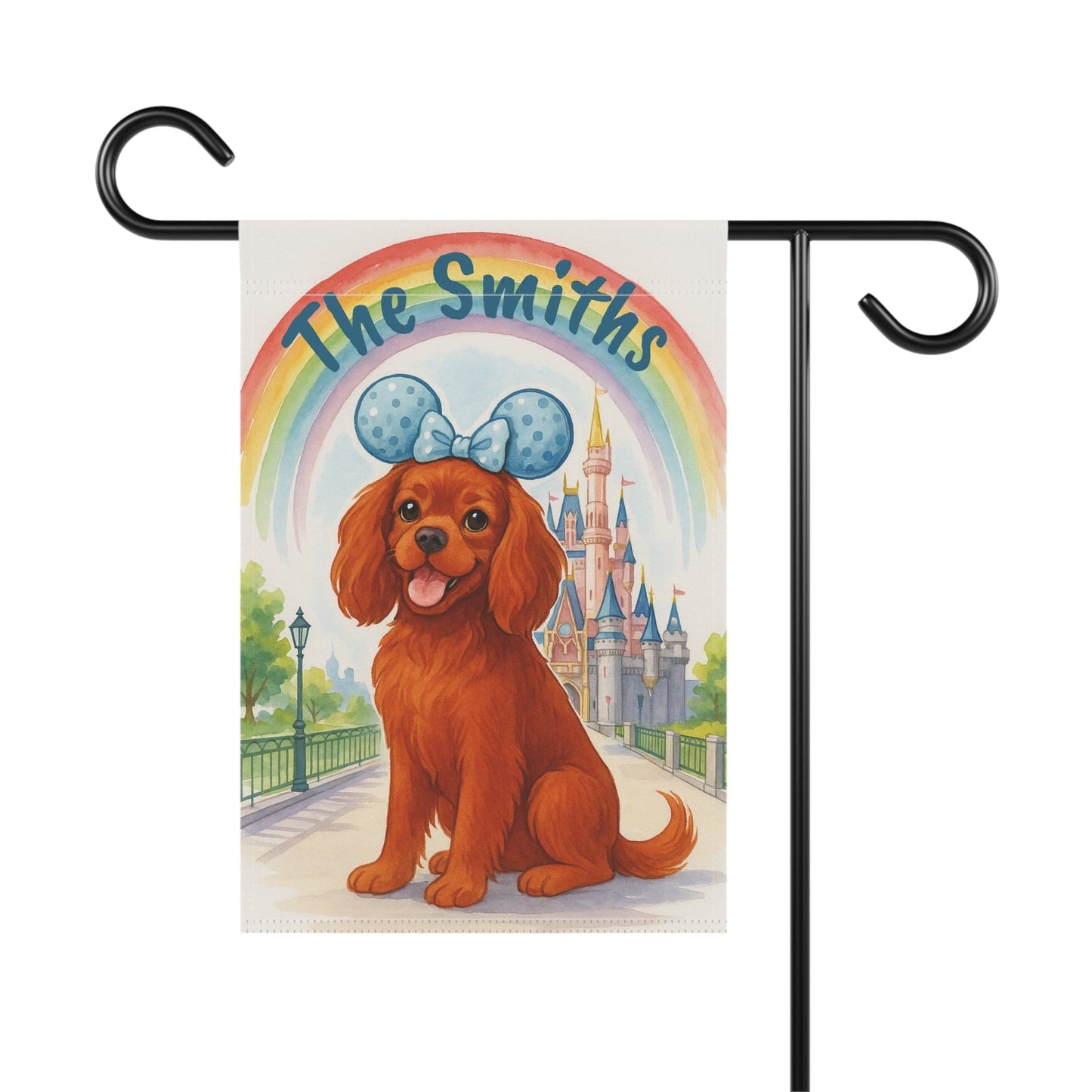 Printify Garden Flag Ruby Cavalier King Charles Bulldog Magical Kingdom Garden Flag