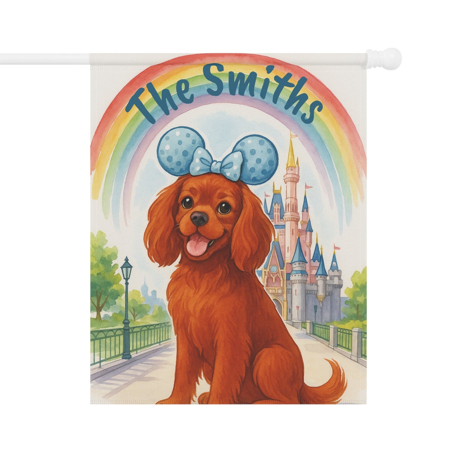 Printify Garden Flag Ruby Cavalier King Charles Bulldog Magical Kingdom Garden Flag