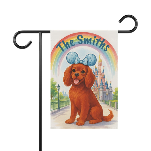 Printify Garden Flag Ruby Cavalier King Charles Bulldog Magical Kingdom Garden Flag