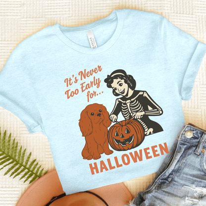 Printify T-Shirt Heather Ice Blue / S Ruby Cavalier King Charles Early Halloween TShirt