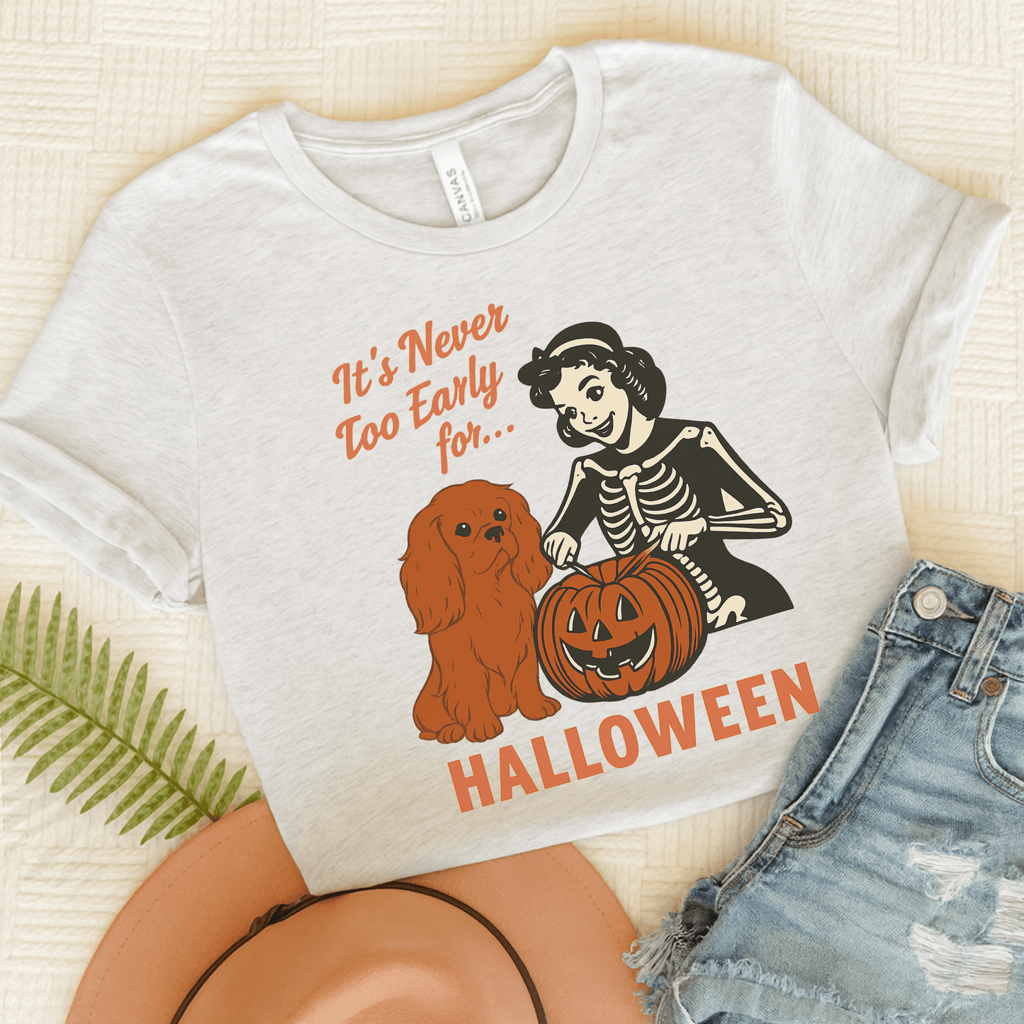 Printify T-Shirt Ash / S Ruby Cavalier King Charles Early Halloween TShirt