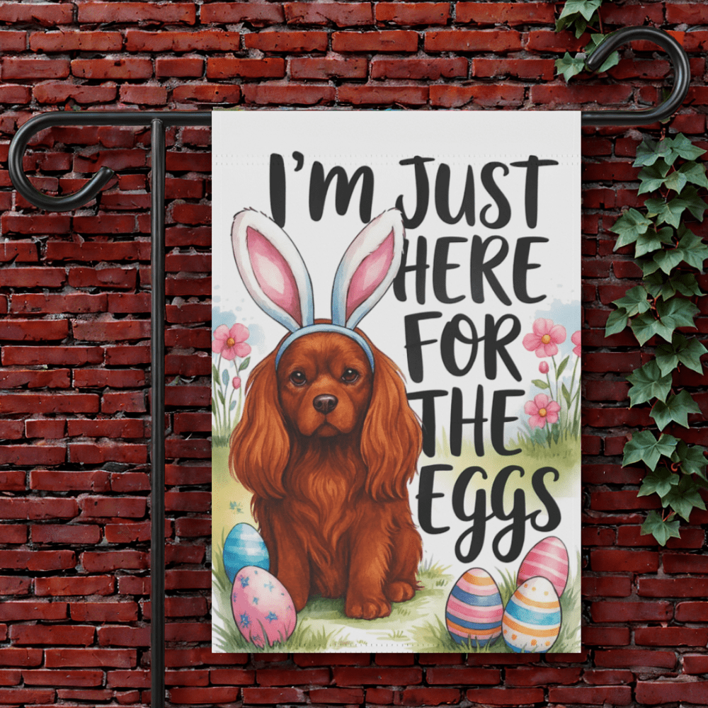 Ruby Cavalier King Charles Easter Garden Flag 12'' × 18''