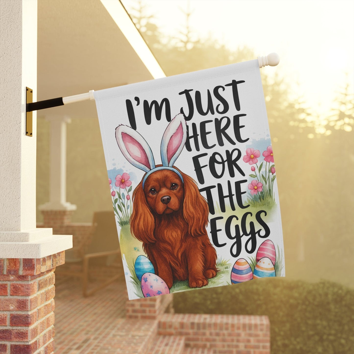 Ruby Cavalier King Charles Easter Garden Flag