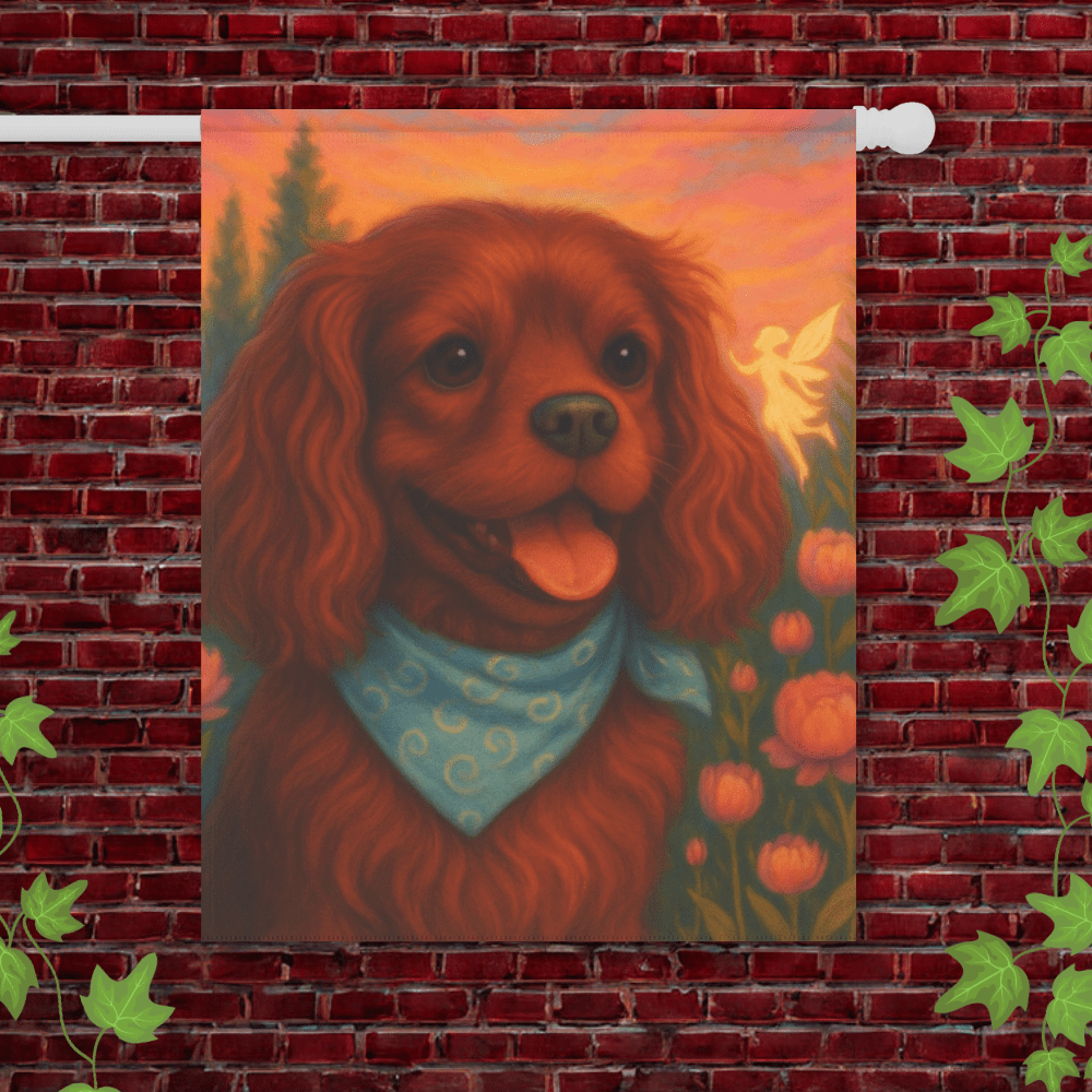 Printify Garden Flag 24.5'' × 32'' Ruby Cavalier King Charles Fairy Garden Flag