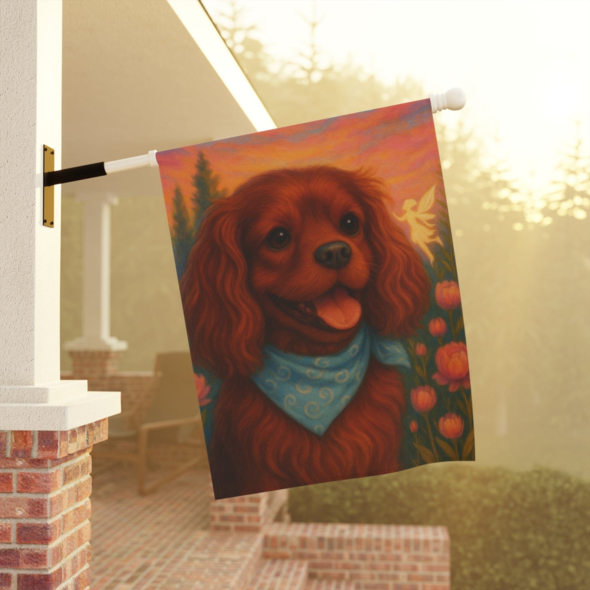 Printify Garden Flag Ruby Cavalier King Charles Fairy Garden Flag