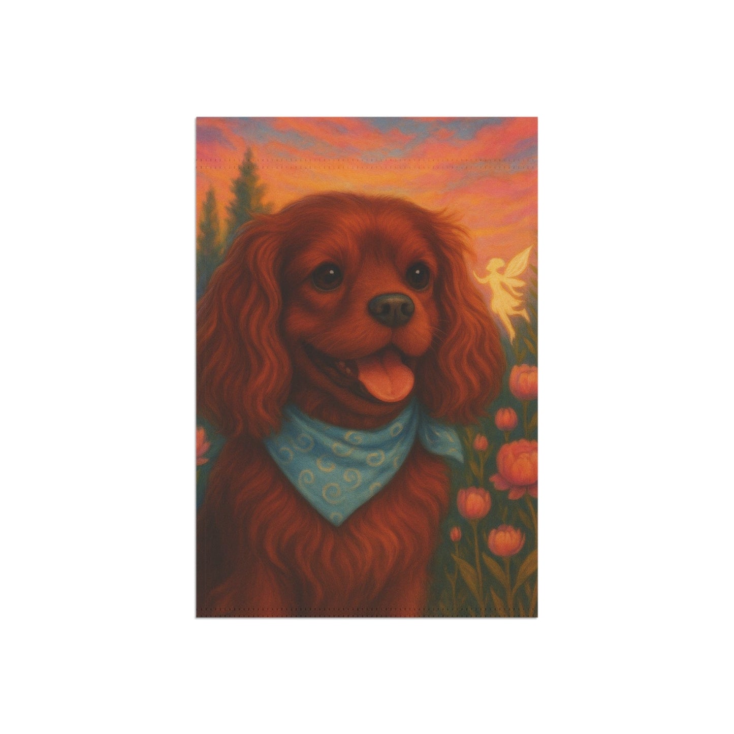 Printify Garden Flag Ruby Cavalier King Charles Fairy Garden Flag
