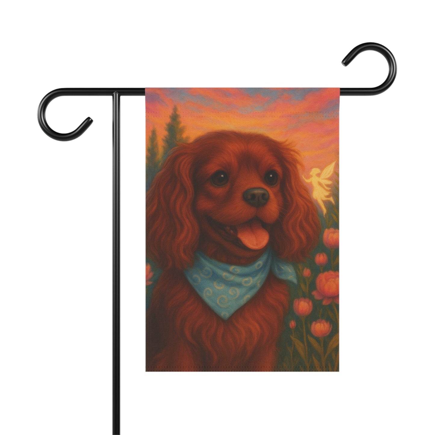 Printify Garden Flag Ruby Cavalier King Charles Fairy Garden Flag