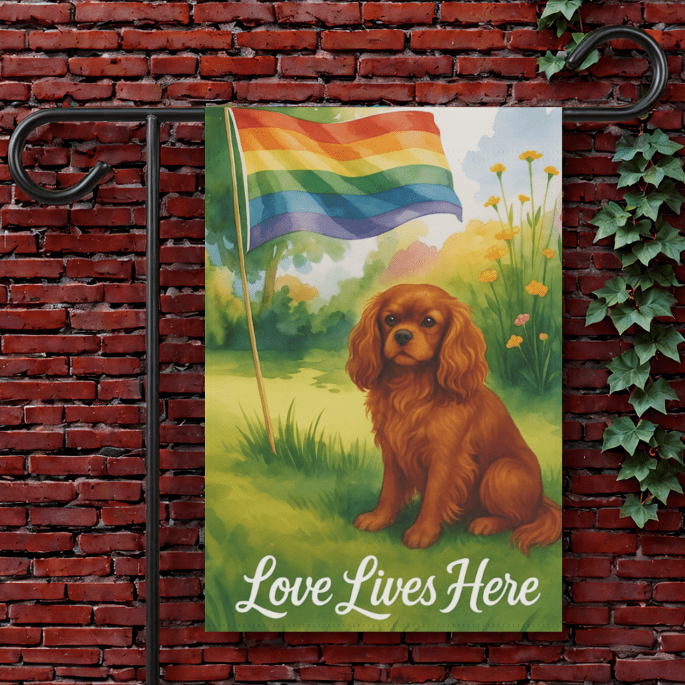 Printify Garden Flag 12'' × 18'' Ruby Cavalier King Charles LGBTQ+ Pride Garden Flag