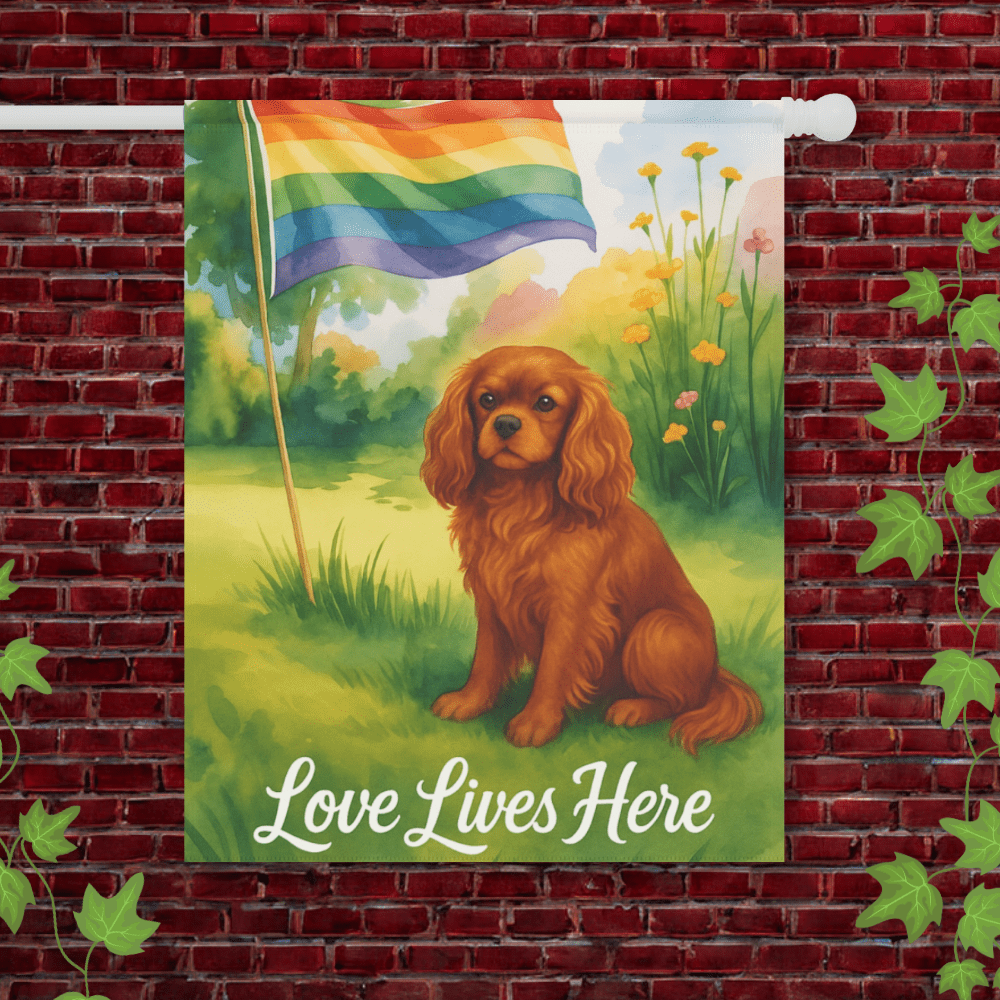 Printify Garden Flag 24.5'' × 32'' Ruby Cavalier King Charles LGBTQ+ Pride Garden Flag