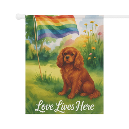 Printify Garden Flag Ruby Cavalier King Charles LGBTQ+ Pride Garden Flag