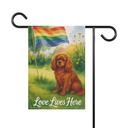 Printify Garden Flag Ruby Cavalier King Charles LGBTQ+ Pride Garden Flag