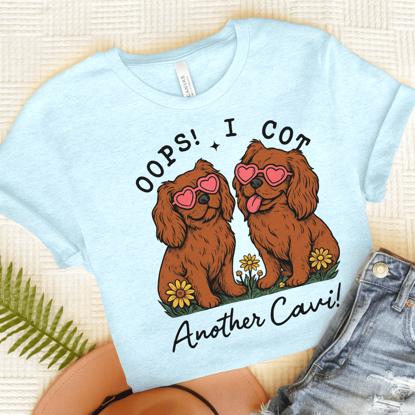 Printify T-Shirt Heather Ice Blue / S Ruby Cavalier King Charles Oops TShirt