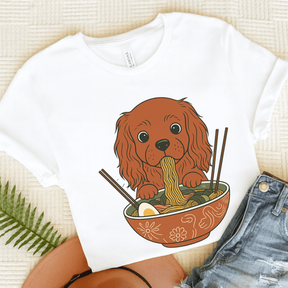 Printify T-Shirt White / S Ruby Cavalier King Charles Ramen TShirt