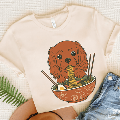 Printify T-Shirt Natural / S Ruby Cavalier King Charles Ramen TShirt
