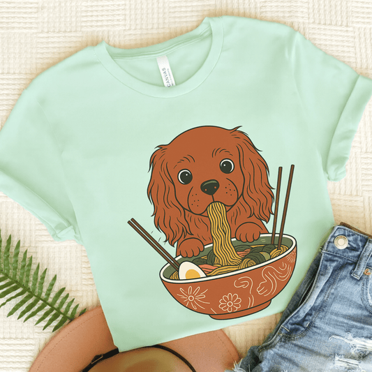 Printify T-Shirt Heather Mint / S Ruby Cavalier King Charles Ramen TShirt