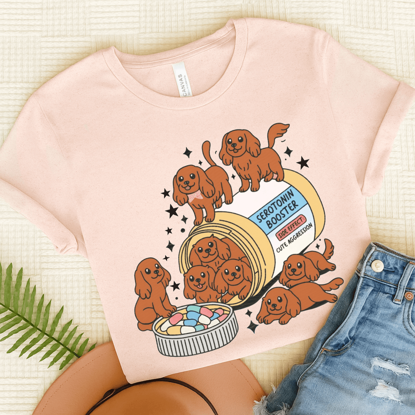 Ruby Cavalier King Charles Serotonin Tee Soft Pink