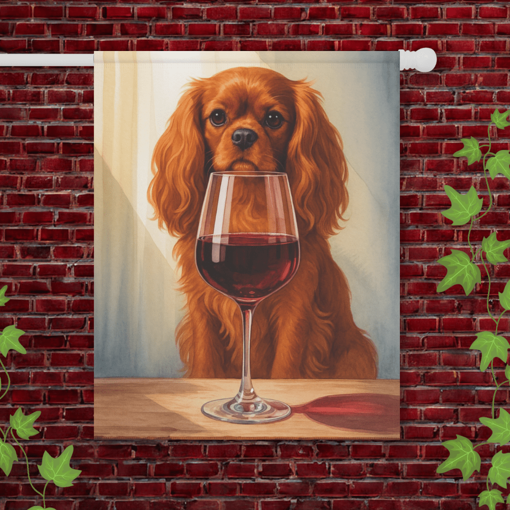Printify Garden Flag 24.5'' × 32'' Ruby Cavalier King Charles Spaniel Wine Garden Flag