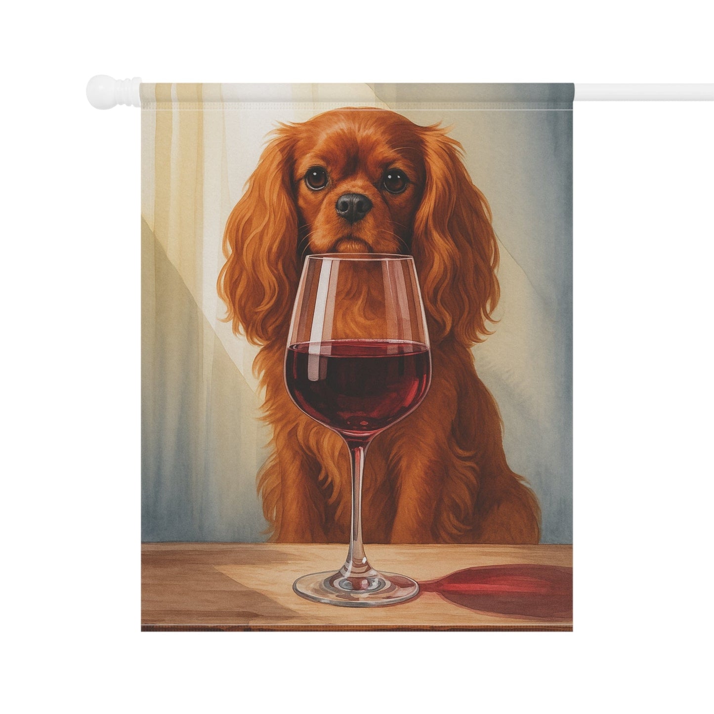 Printify Garden Flag Ruby Cavalier King Charles Spaniel Wine Garden Flag
