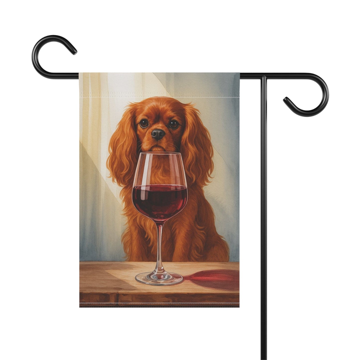 Printify Garden Flag Ruby Cavalier King Charles Spaniel Wine Garden Flag