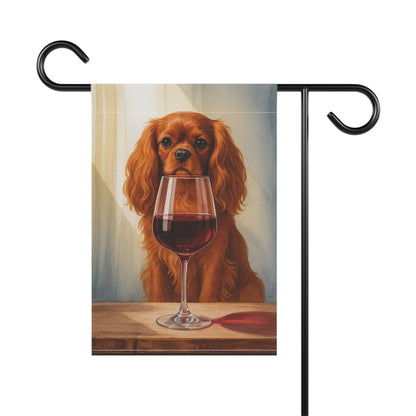 Printify Garden Flag Ruby Cavalier King Charles Spaniel Wine Garden Flag