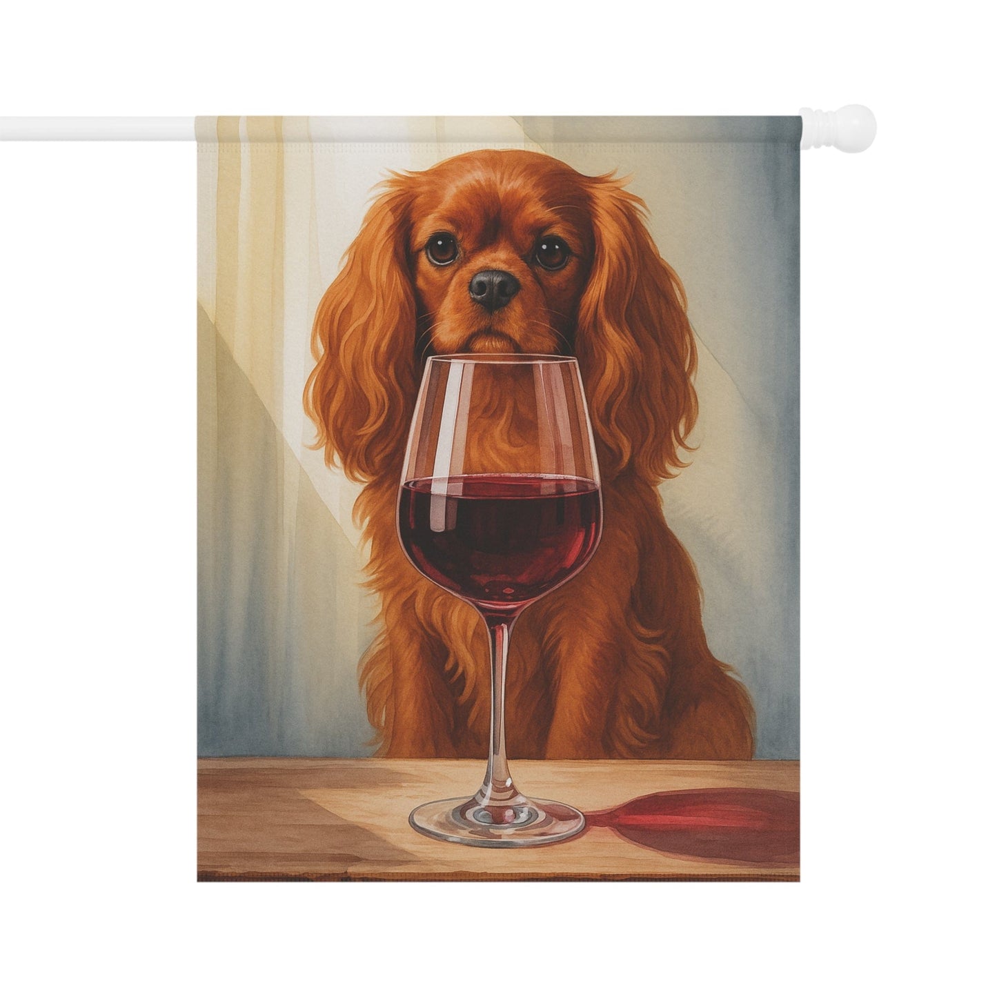 Printify Garden Flag Ruby Cavalier King Charles Spaniel Wine Garden Flag