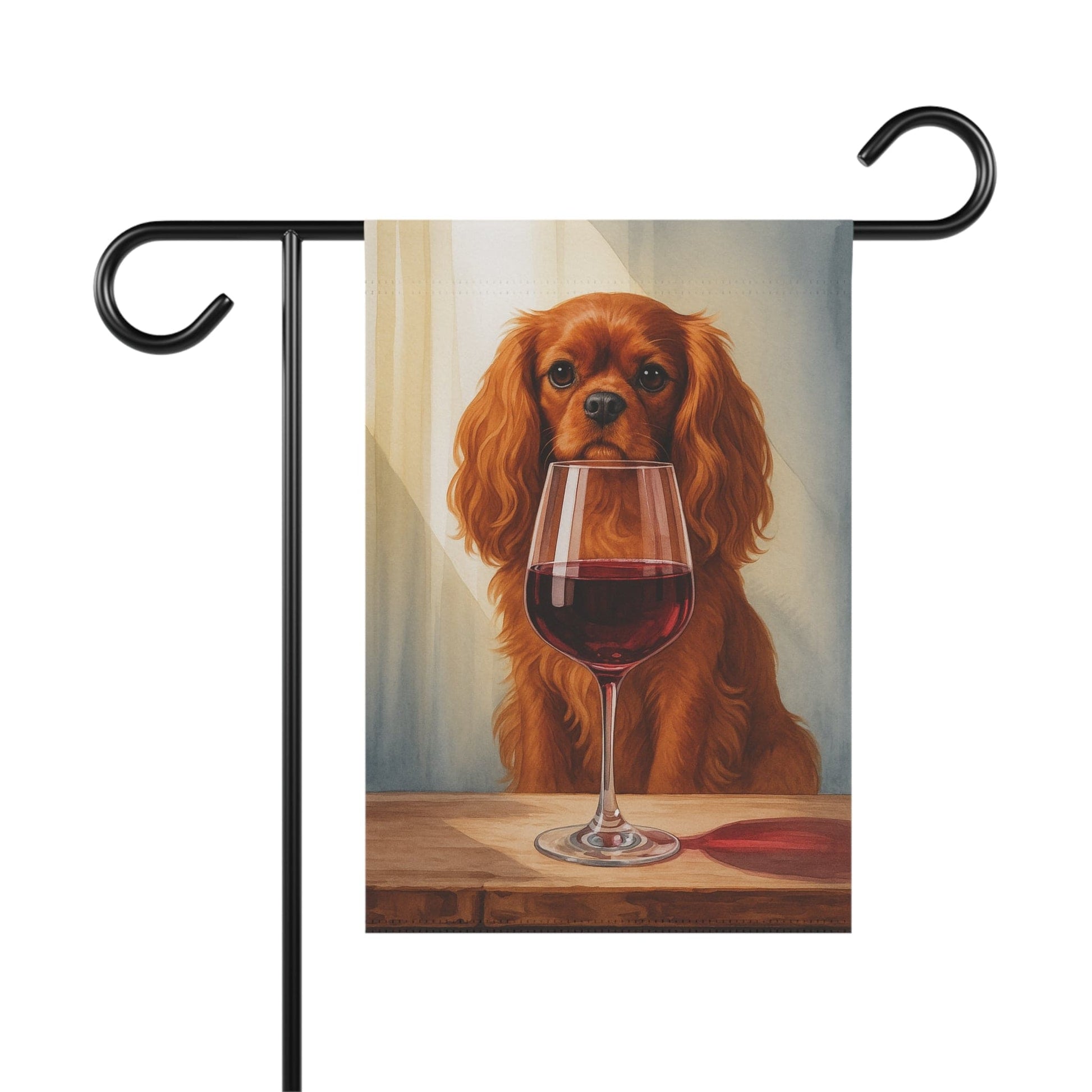 Printify Garden Flag Ruby Cavalier King Charles Spaniel Wine Garden Flag