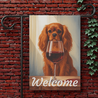 Printify Garden Flag Ruby Cavalier King Charles Spaniel Wine Garden Flag