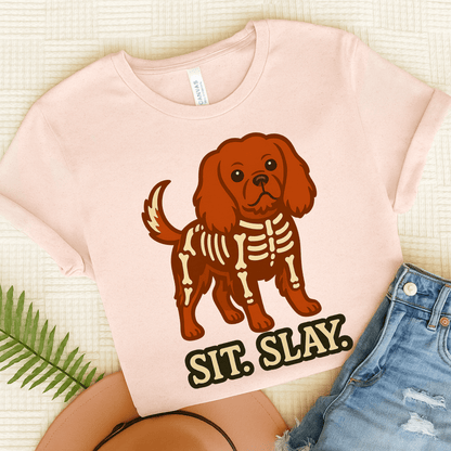 Printify T-Shirt Soft Pink / S Ruby Cavalier King Charles Stay. Slay. Halloween TShirt