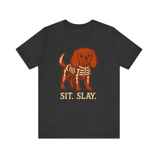 Printify T-Shirt Ruby Cavalier King Charles Stay. Slay. Halloween TShirt