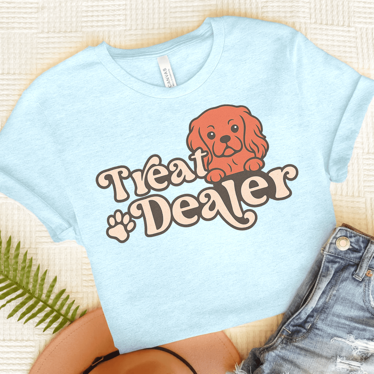 Printify T-Shirt Heather Ice Blue / S Ruby Cavalier King Charles Treat Dealer TShirt