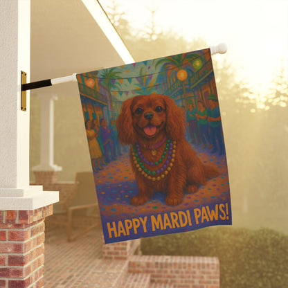 Ruby Cavalier Mardi Paws Garden Flag