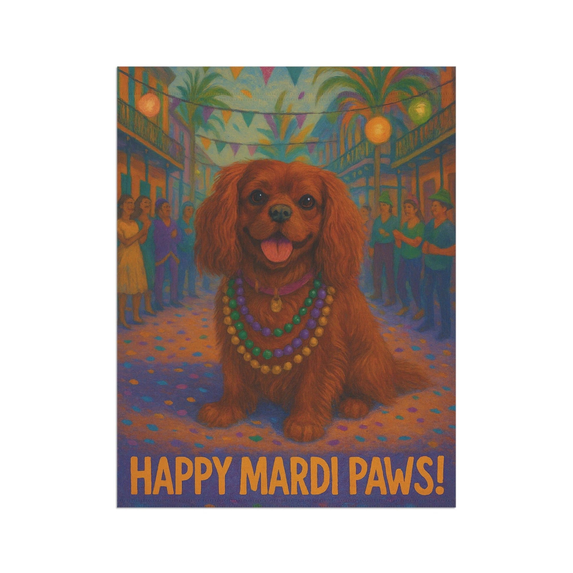 Ruby Cavalier Mardi Paws Garden Flag