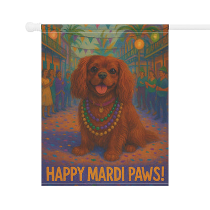 Ruby Cavalier Mardi Paws Garden Flag