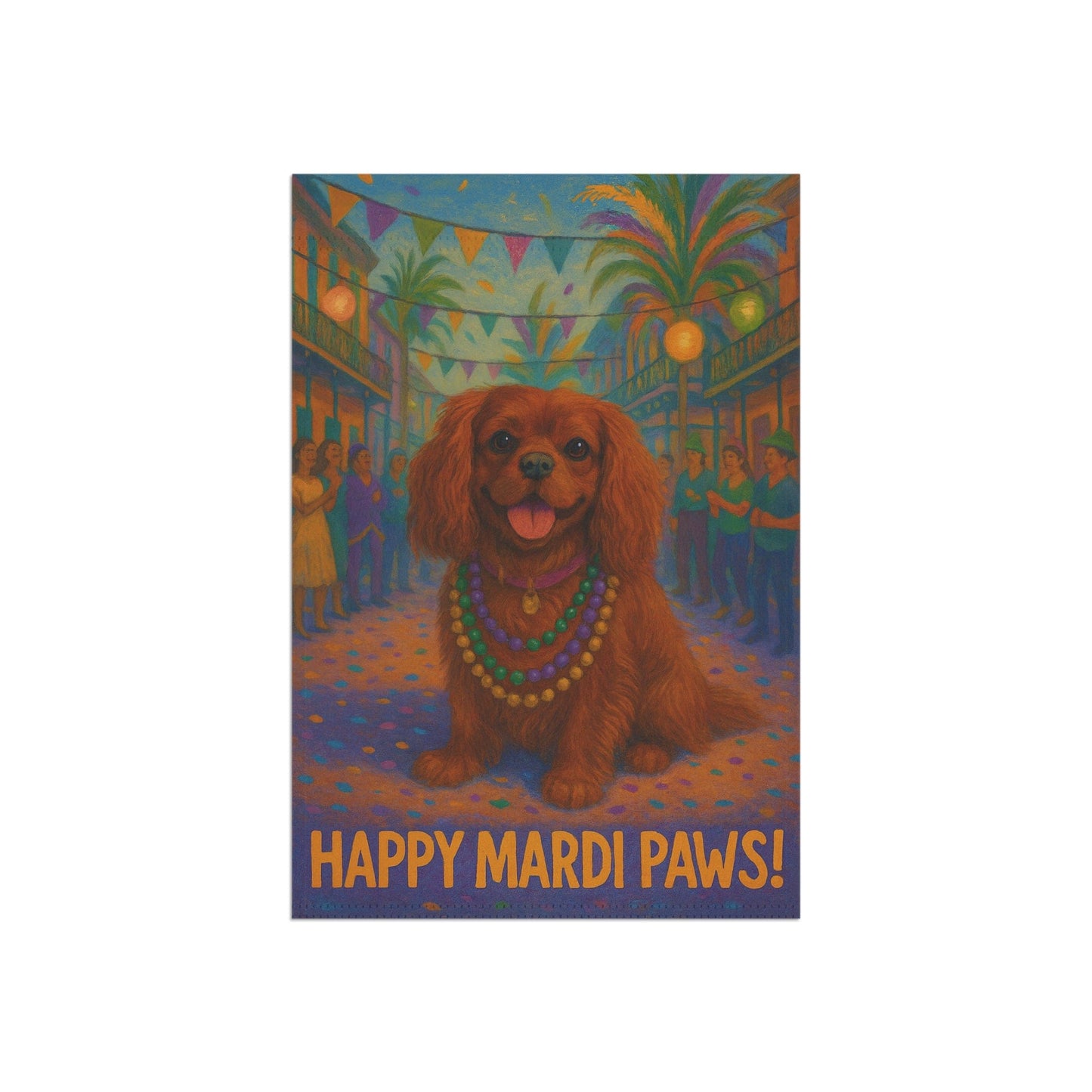 Ruby Cavalier Mardi Paws Garden Flag