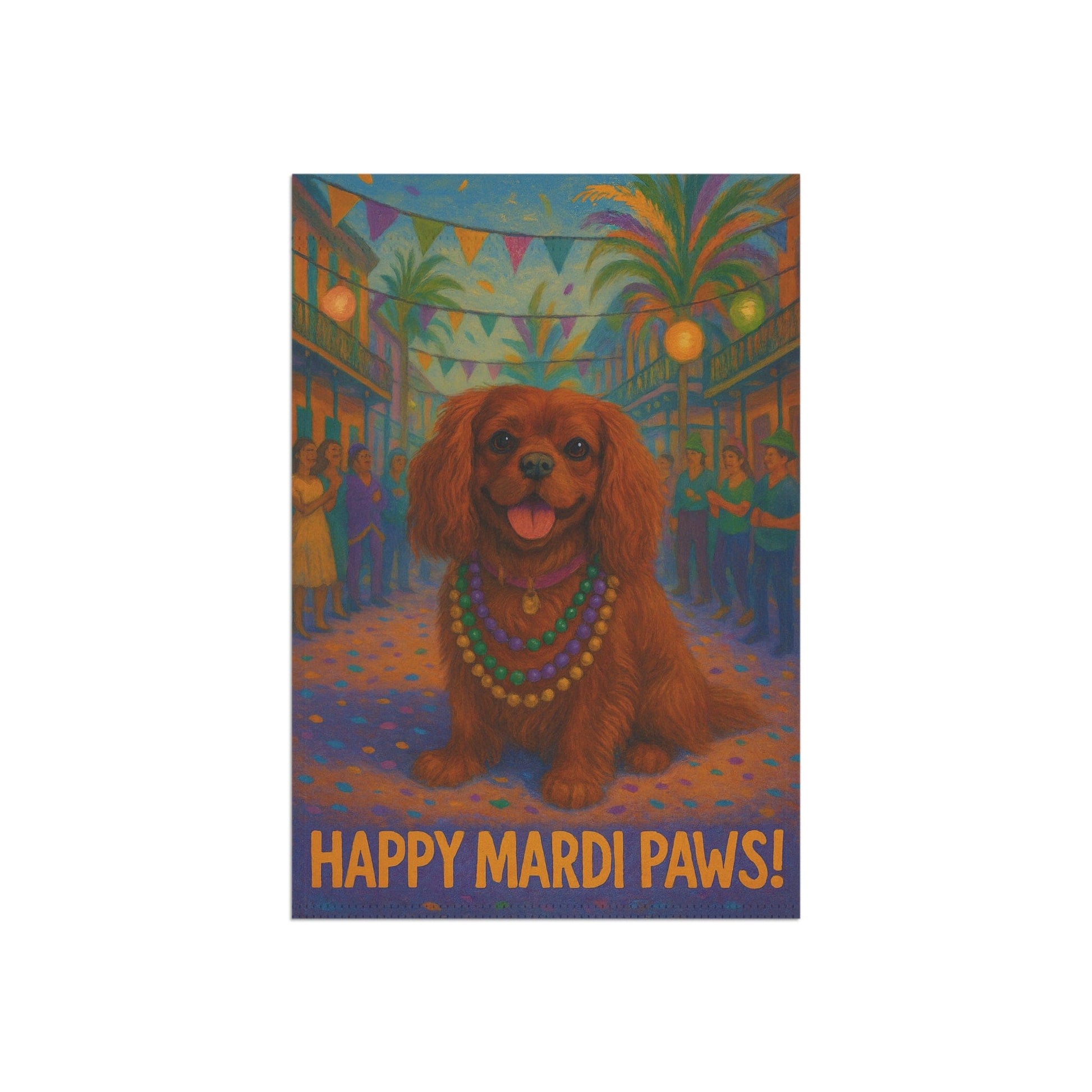 Ruby Cavalier Mardi Paws Garden Flag
