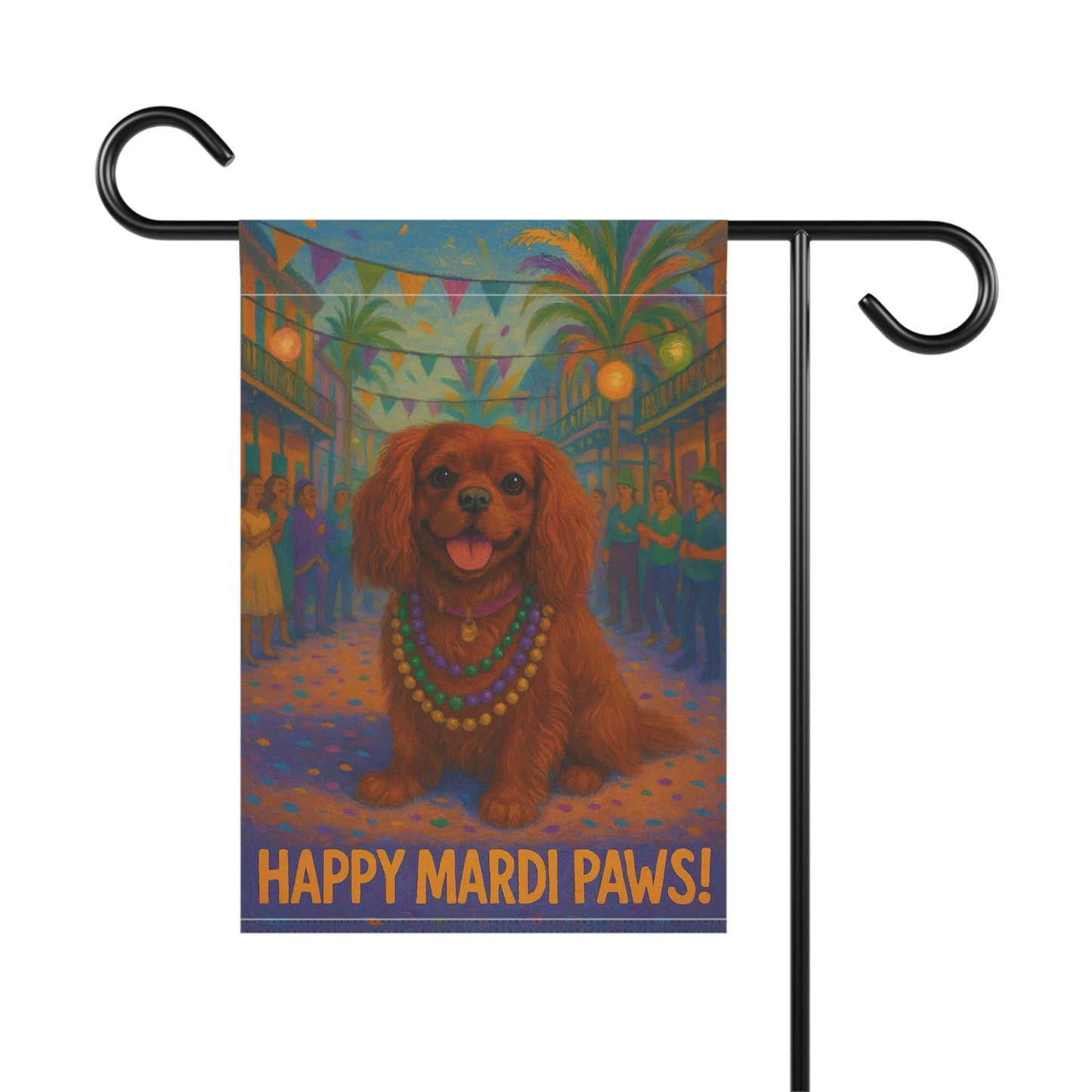 Ruby Cavalier Mardi Paws Garden Flag