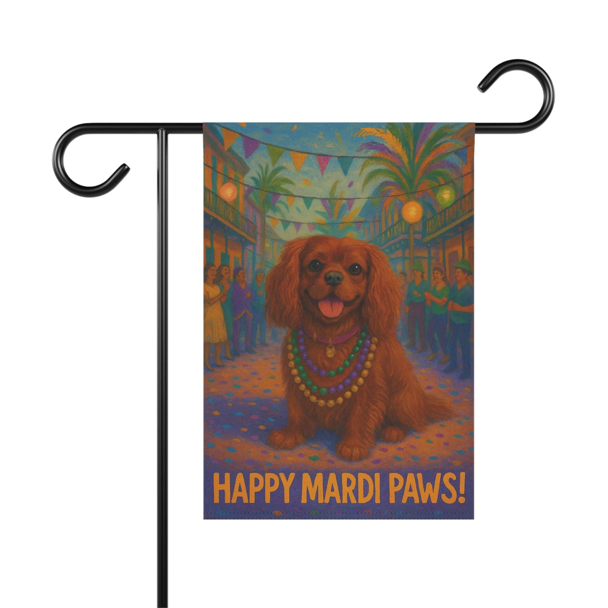 Ruby Cavalier Mardi Paws Garden Flag