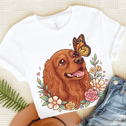Personalized Cavalier Butterfly Unisex Tshirt White