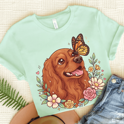 Personalized Cavalier Butterfly Unisex Tshirt Heather Mint