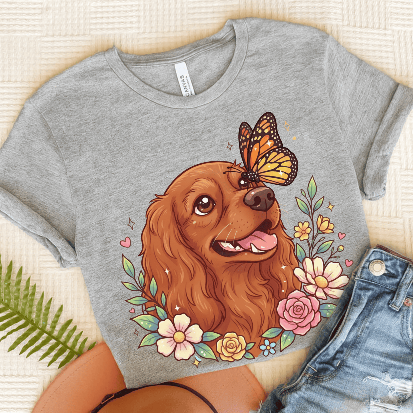 Personalized Cavalier Butterfly Unisex Tshirt Athletic Heather