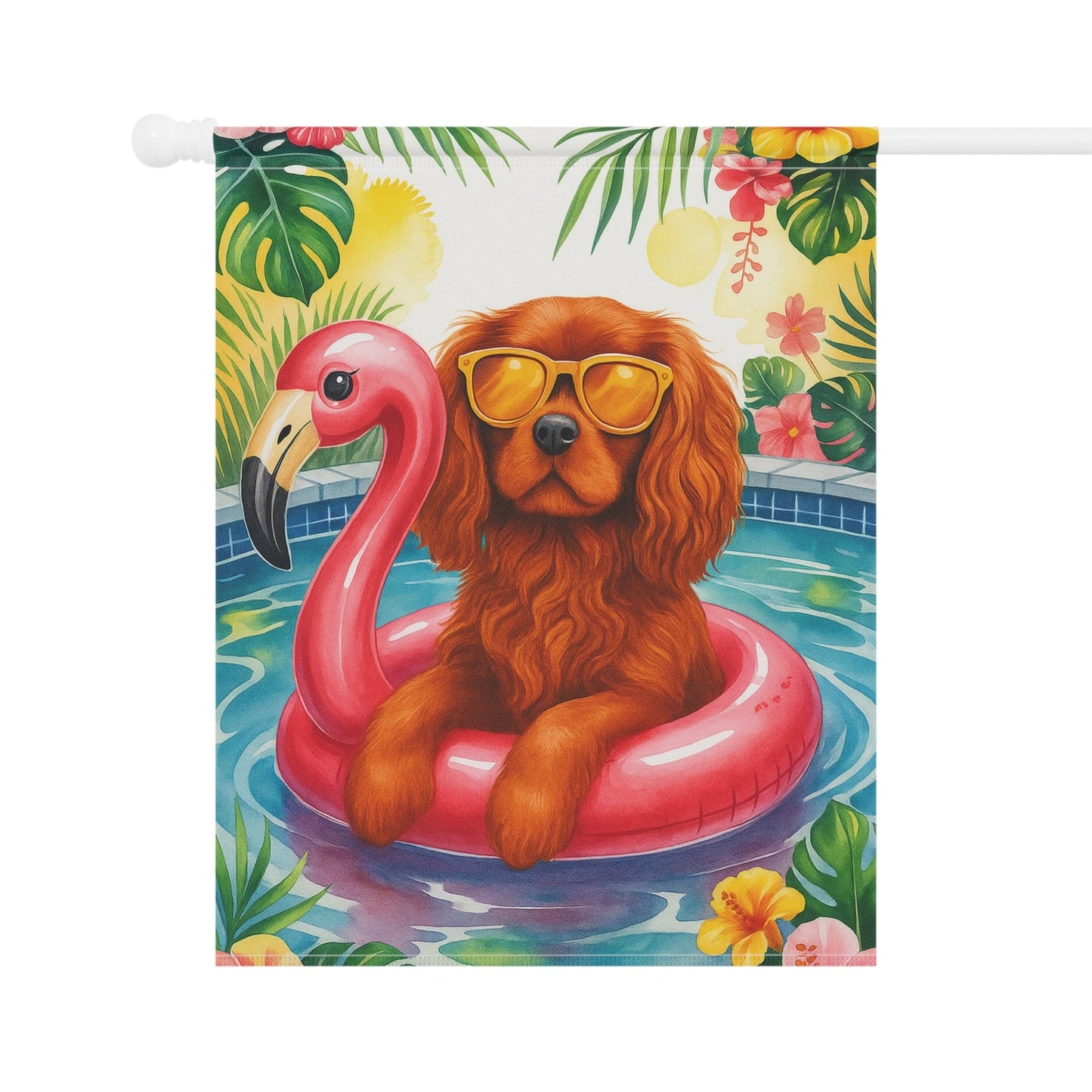 Ruby Cavalier Pool Garden Flag