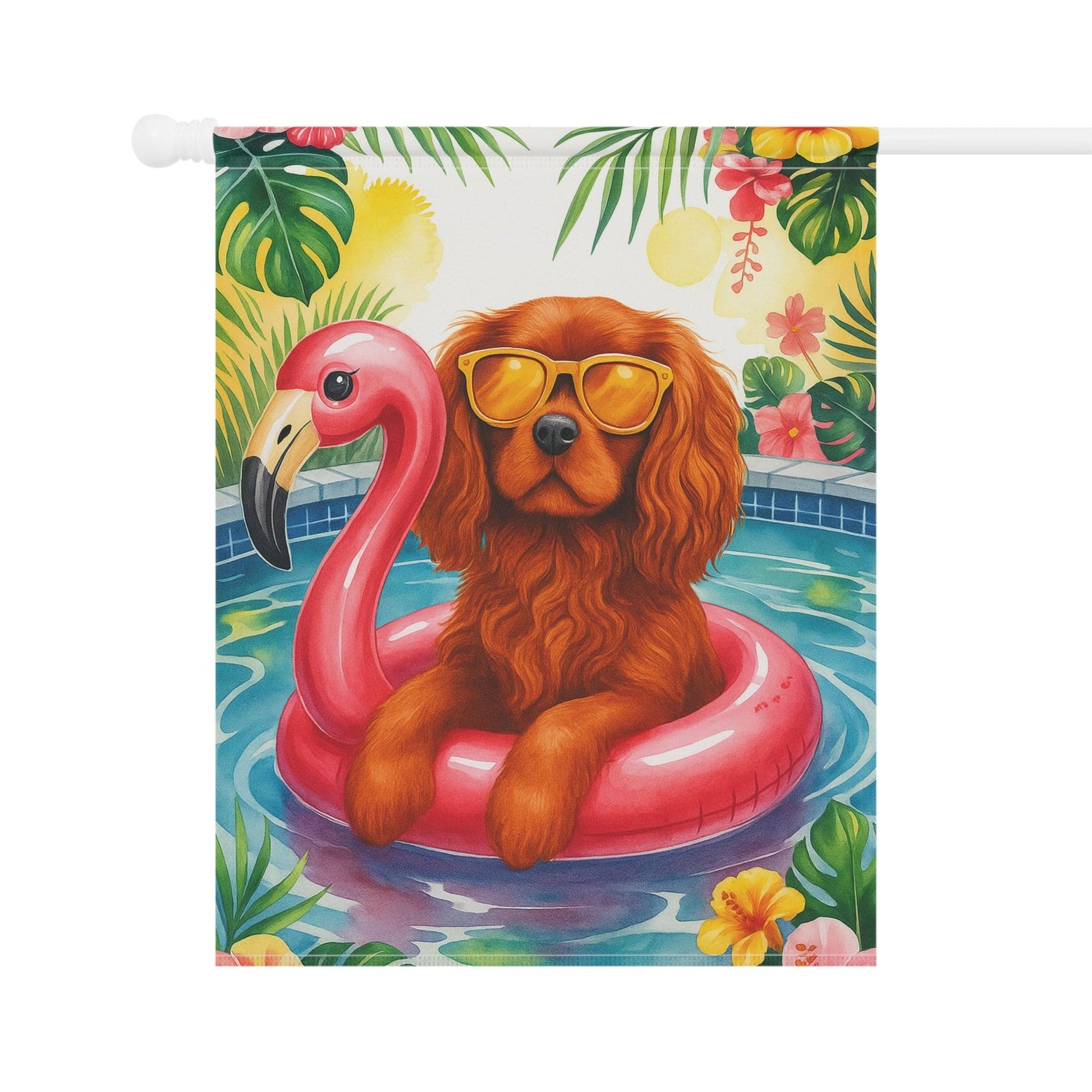 Ruby Cavalier Pool Garden Flag