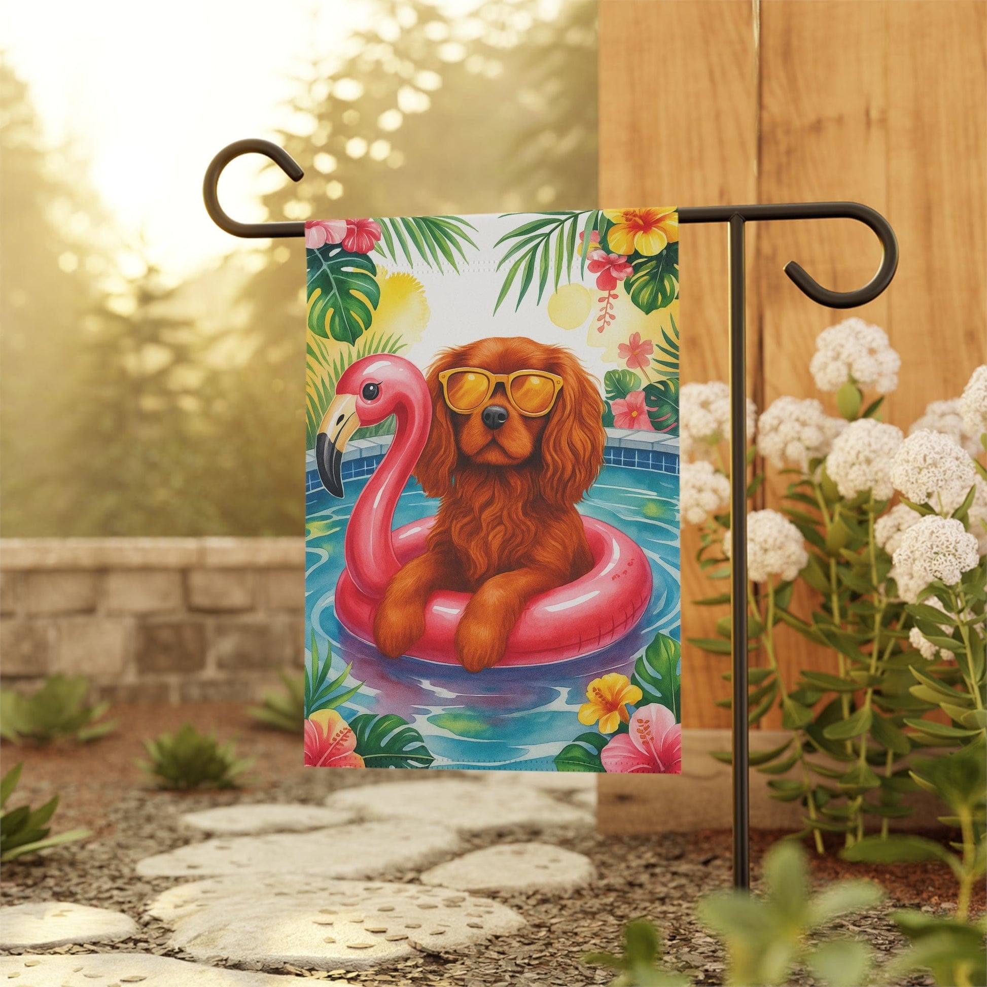 Ruby Cavalier Pool Garden Flag
