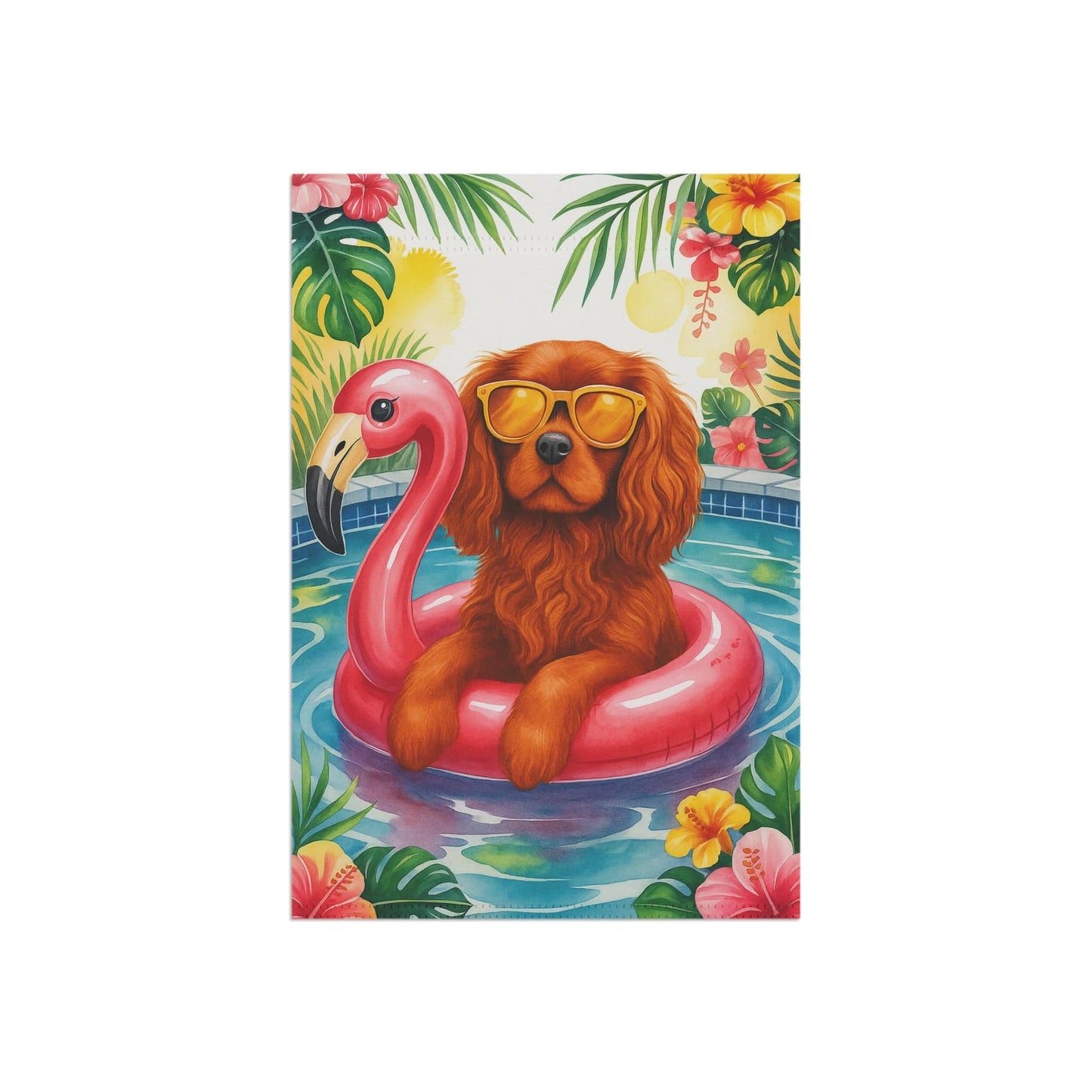Ruby Cavalier Pool Garden Flag