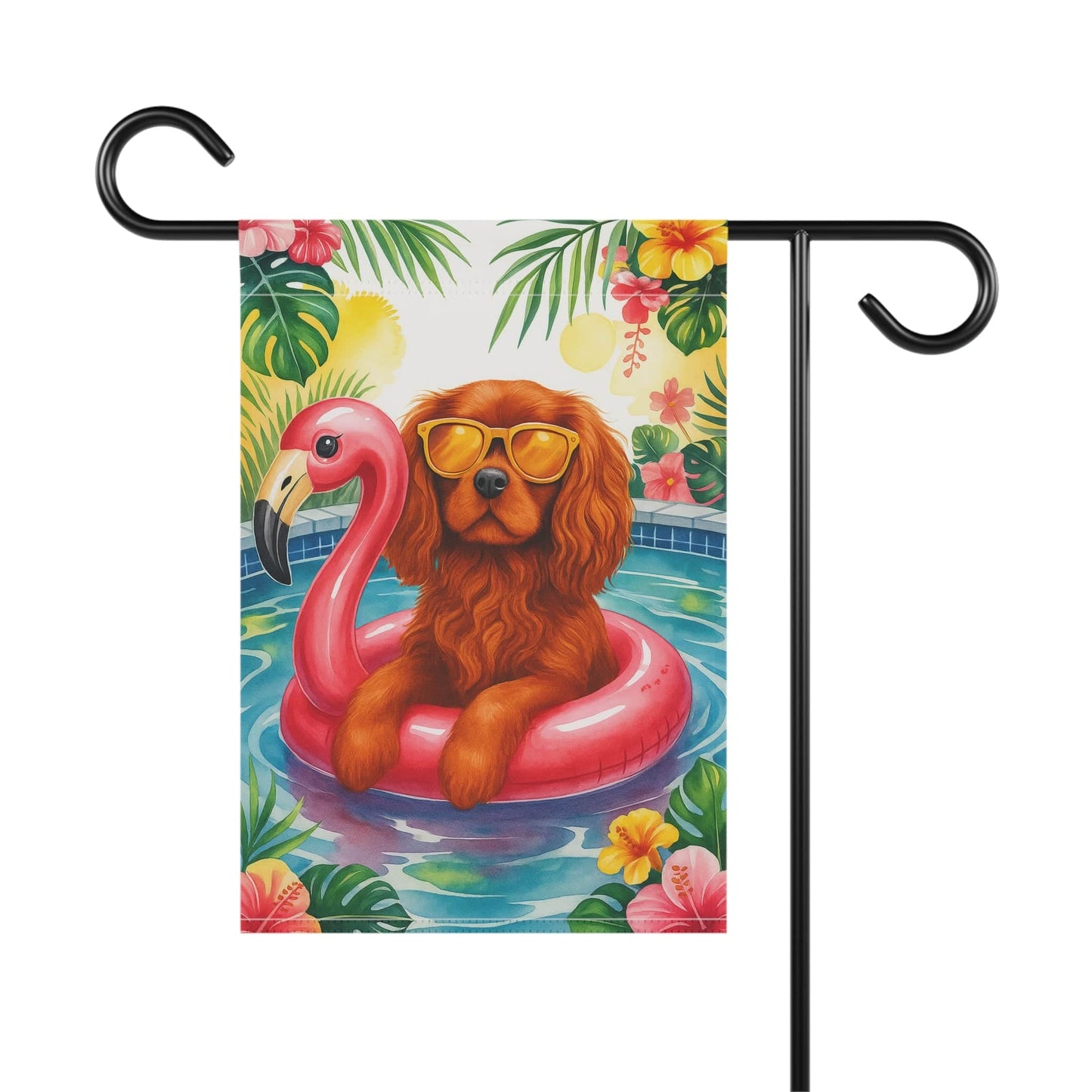 Ruby Cavalier Pool Garden Flag