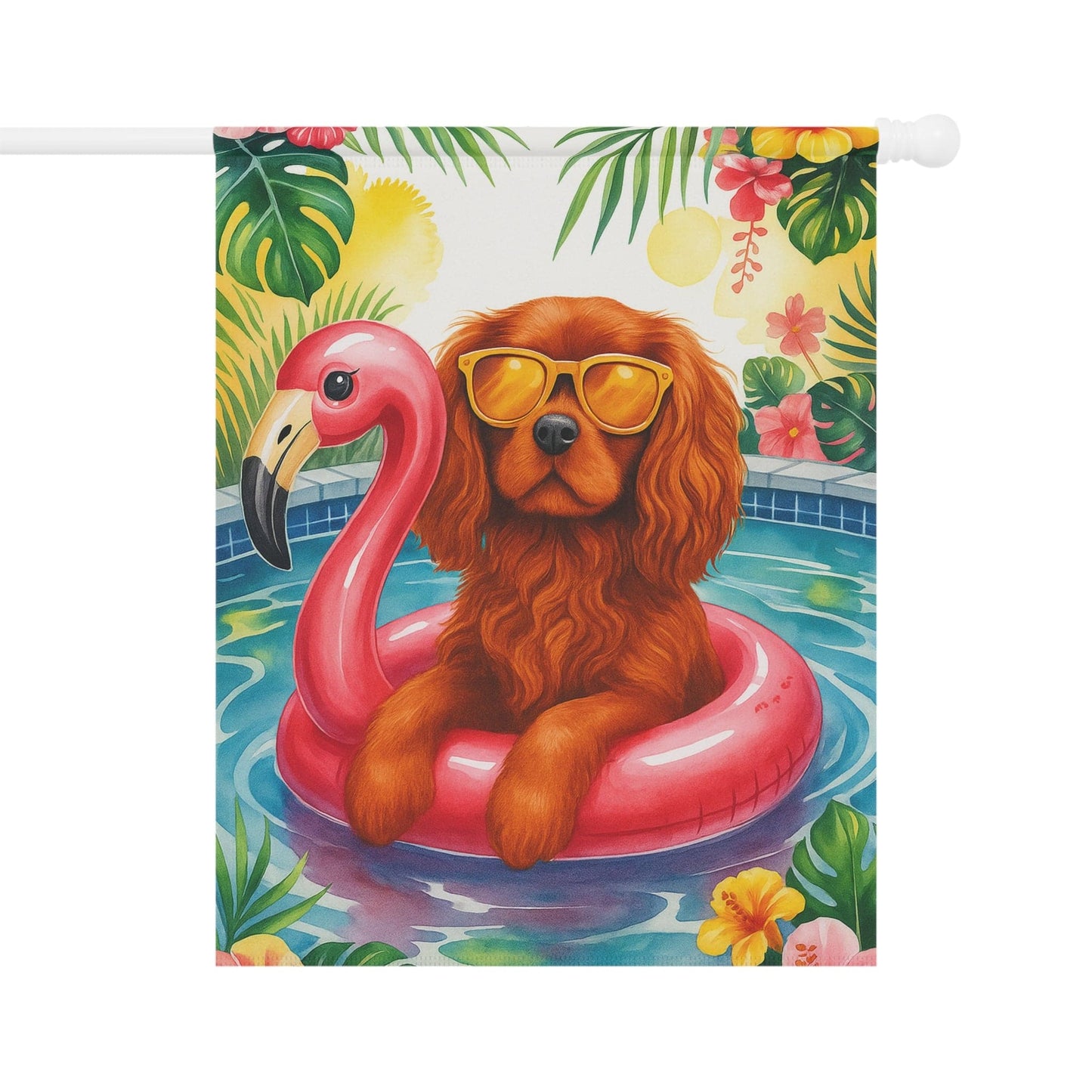 Ruby Cavalier Pool Garden Flag
