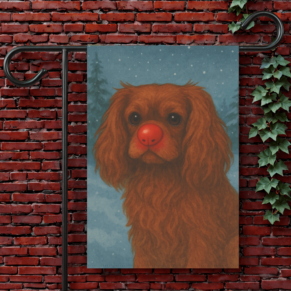 Ruby Cavalier Reindeer Garden Flag 12'' × 18''