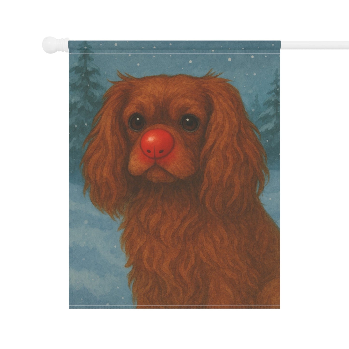 Ruby Cavalier Reindeer Garden Flag